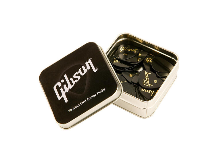 Gibson S & A GIBSON GEAR 50 Pack Picks Heavy Tinn-boks 50-pakning